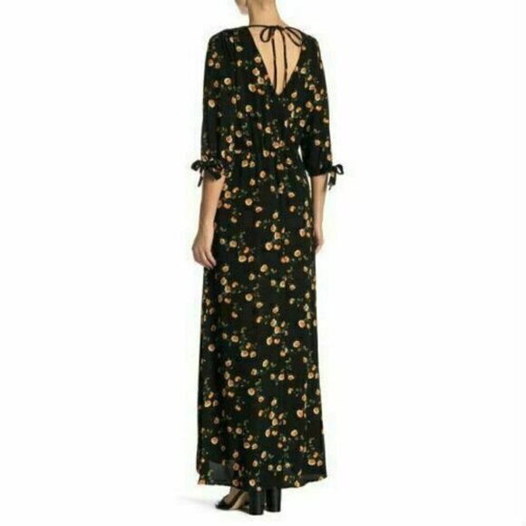 SUPERFOXX Womens Black Floral V-Neck Crepe Maxi Dress Size S NWT - Picture 7 of 12